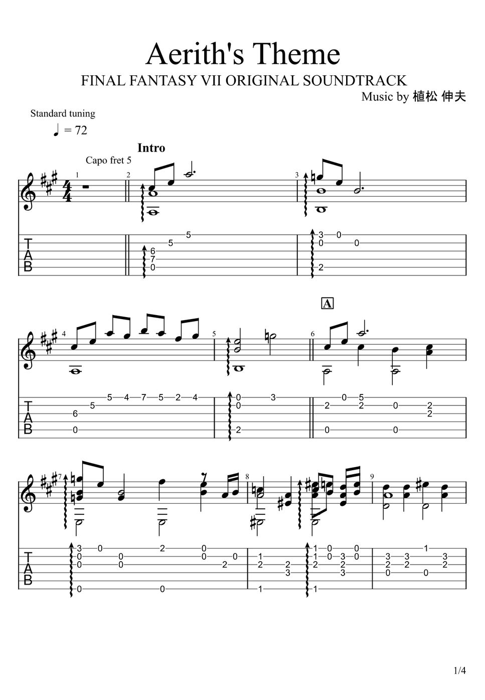 FINAL FANTASY VII - Aerith's Theme (Fingerstyle) by u3danchou