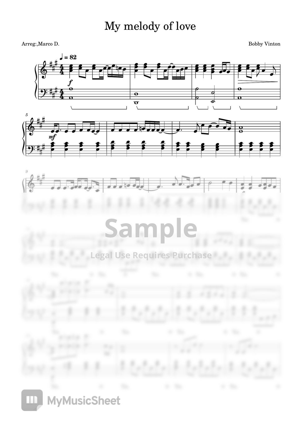 Bobby Vinton - My melody of love Sheets by Marco D.