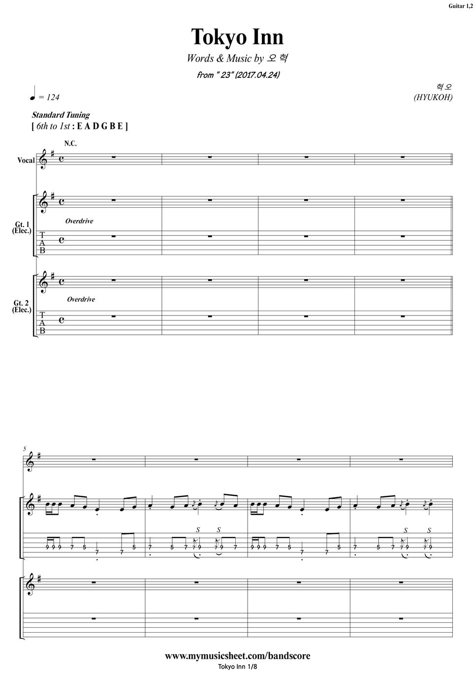 HYUKOH Tokyo Inn Guitar TAB