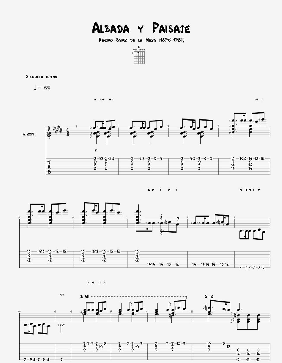 Regino Sainz de la Maza Albada y Paisaje Partition musicale by 「Agape