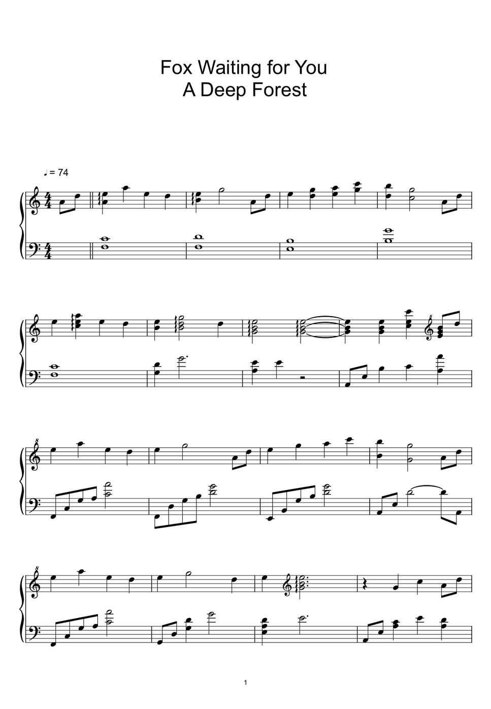 A deep forest fox waiting for you sheet music midi by sayu