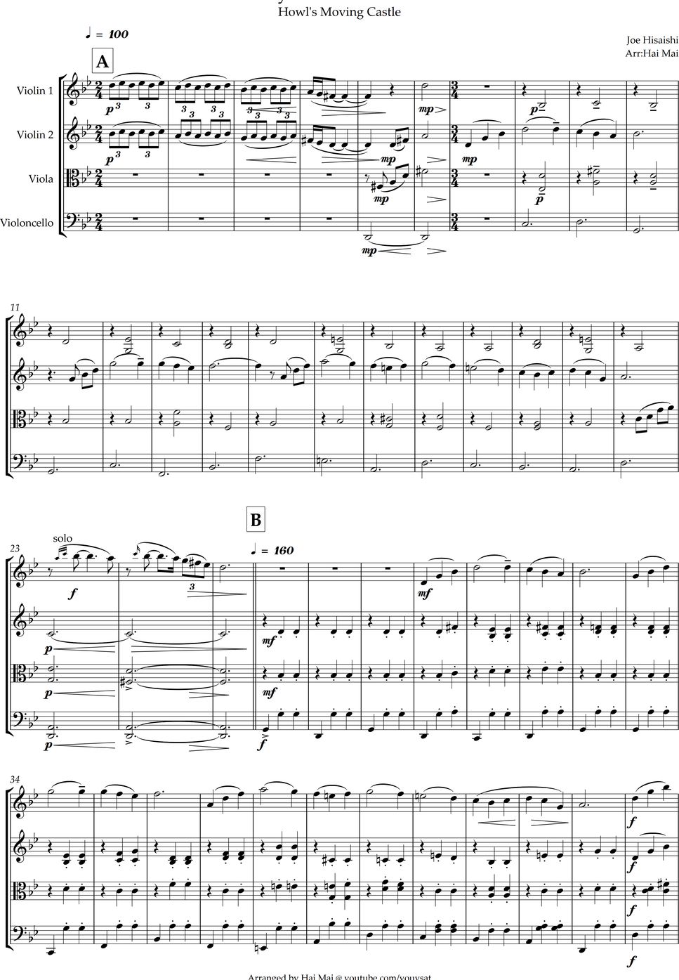 Joe Hisaishi - Merry Go Round of Life - String Quartet (Howl's Moving Castle) by Hai Mai