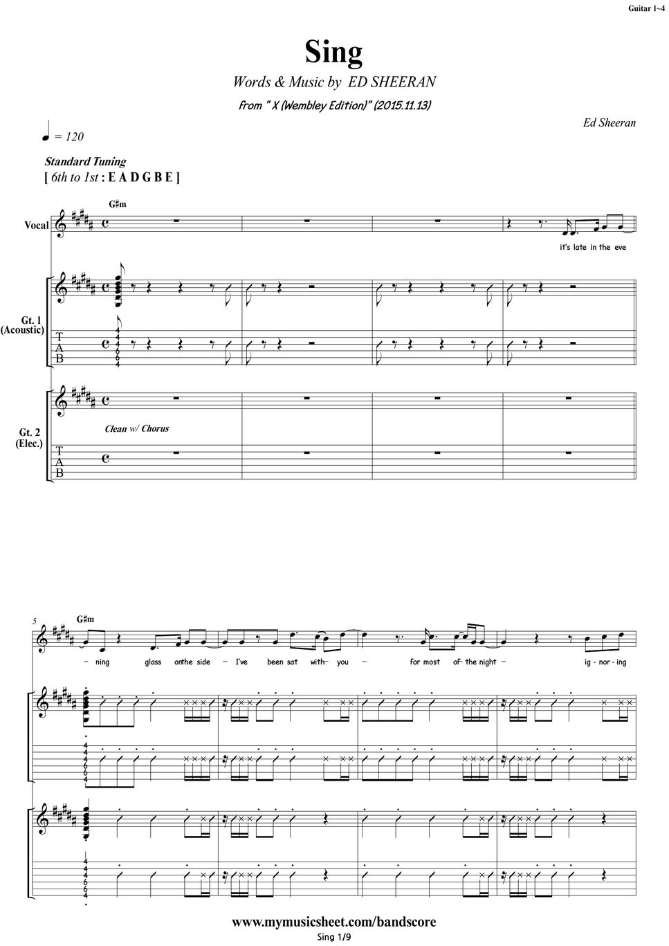 Ed Sheeran Sing Guitar TAB