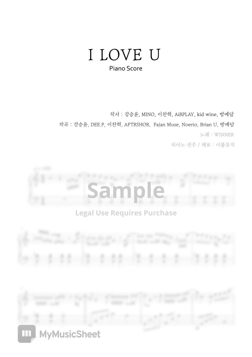 winner-i-love-u-original-key-spartito-by-irum-music