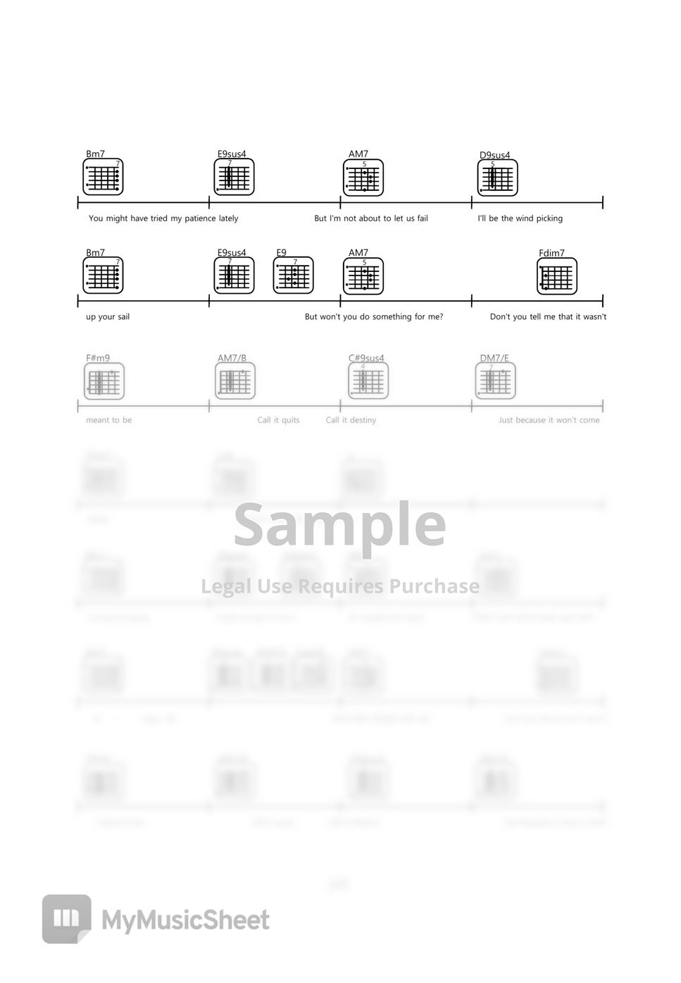 Bruno Major Easily guitar chords sheet TAB