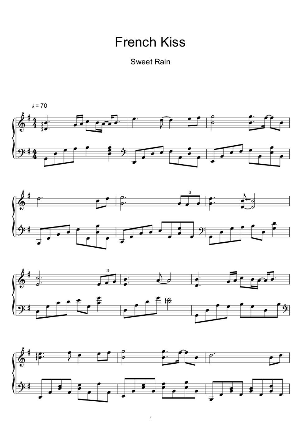 Sweet Rain - French Kiss (Sheet Music, MIDI,) by sayu