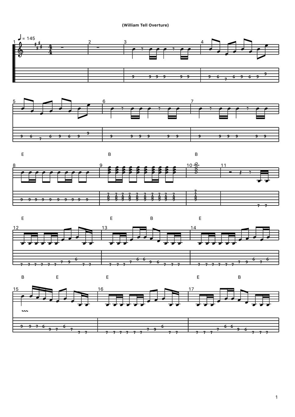 Gioachino antonio rossini william tell overture guitar tab
