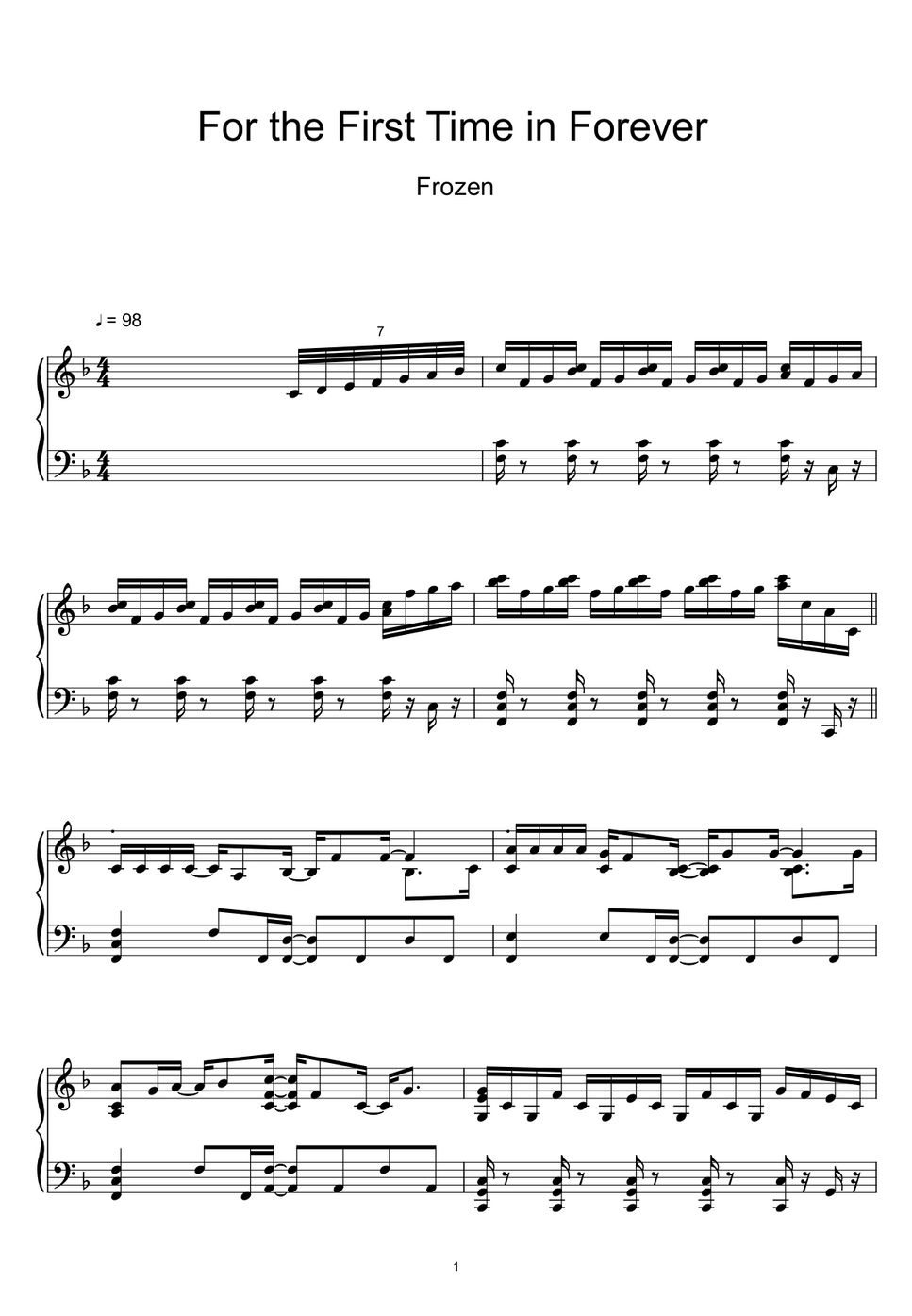 Frozen - For the First Time in Forever（from "Frozen"） (Sheet Music, MIDI,) by sayu
