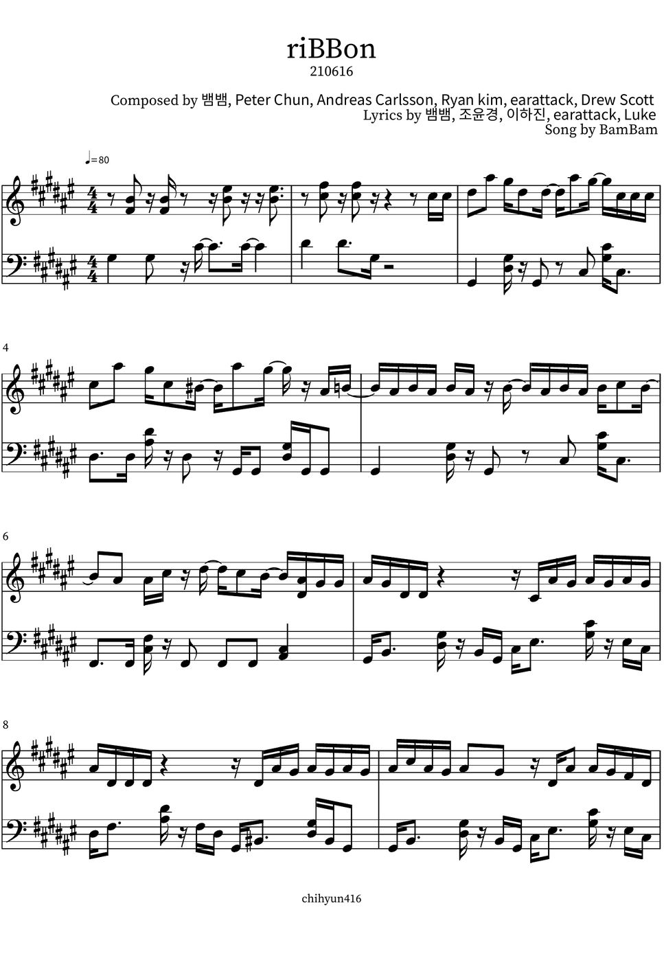 BamBam(뱀뱀) riBBon Notenblatt by chihyun416