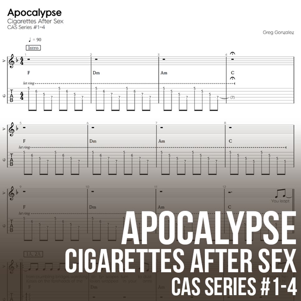 Cigarettes After Sex Apocalypse Tab 1staff By Wooram 기타선생 