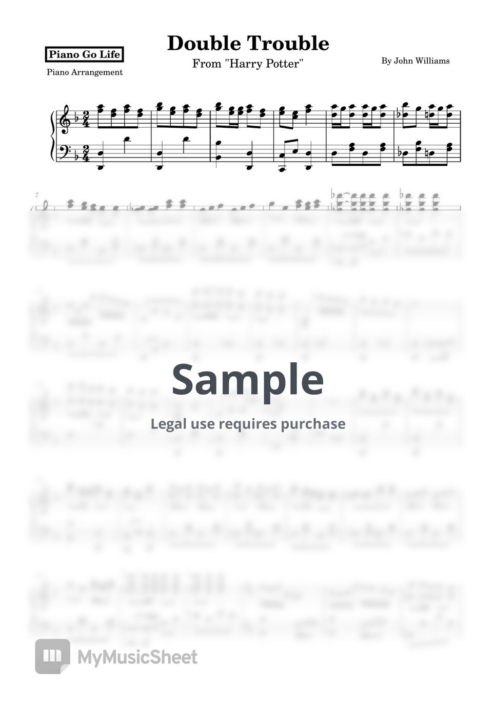 John williams double trouble harry potter sheets by piano go life