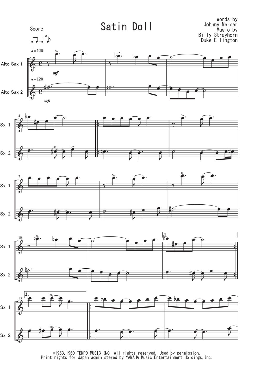 Ellington/Strayhorn - Satin Doll (A.Sax二重奏) by Peony