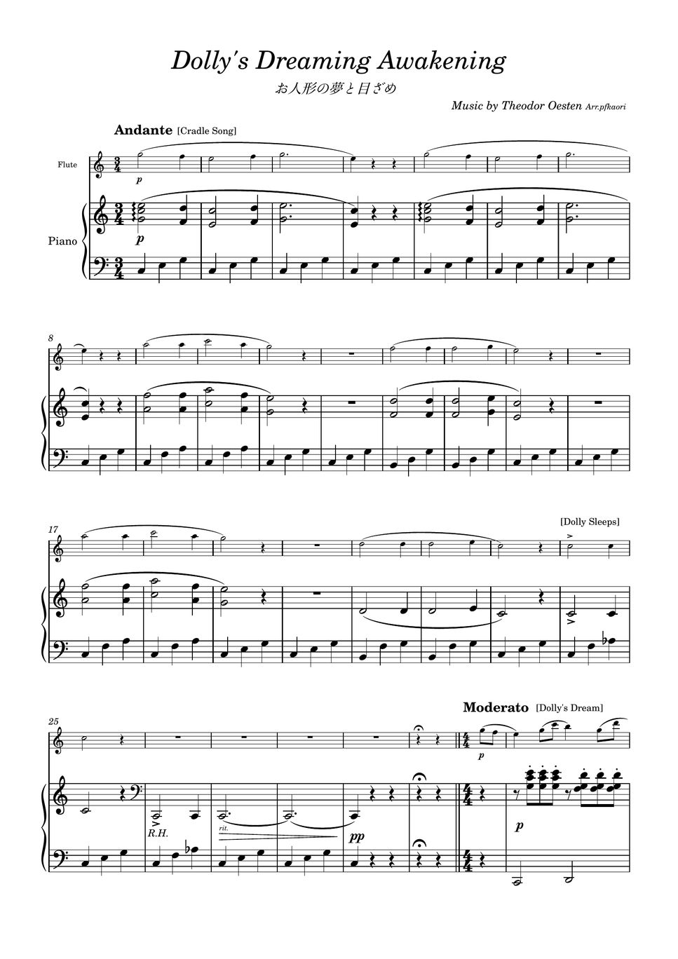 T.Oesten - Dolly's Dreaming and Awakening (Flute & Piano) Sheets by pfkaori