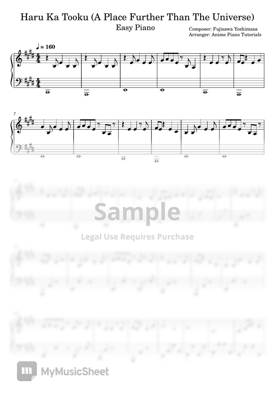 A Place Further Than the Universe - Haru Ka Tooku Hoja by Anime Piano