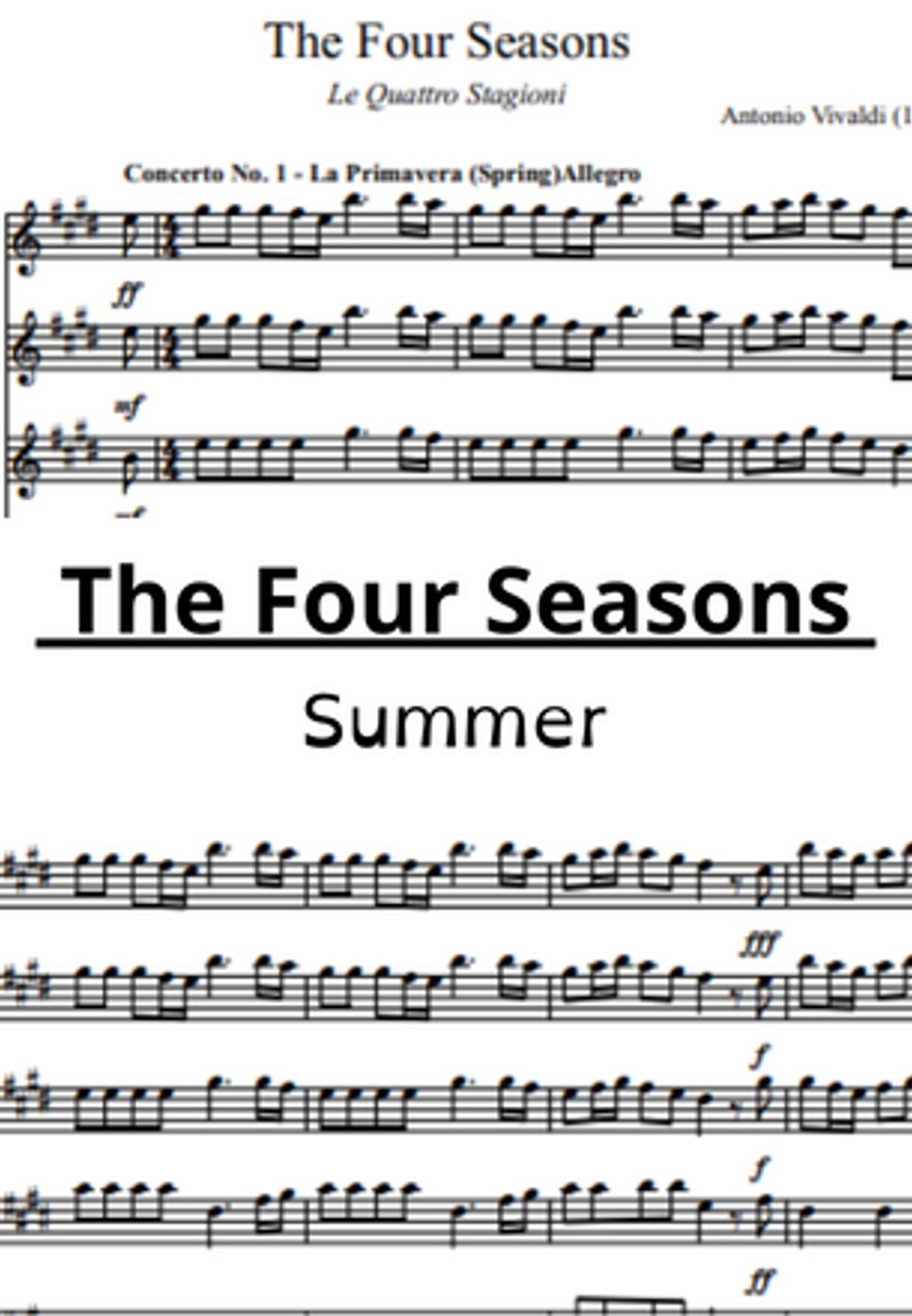 Antonio Vivaldi - The Four Seasons - Summer (String Ensemble: violins, viola and cello) by Sheet Music For Strings