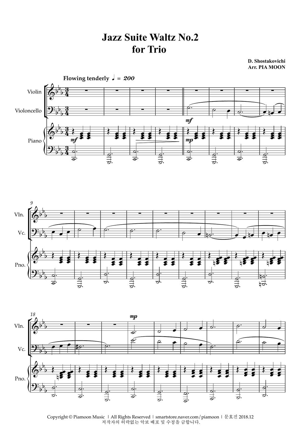 Shostakovich Jazz Waltz No.2 (PIano Trio) Bản nhạc by PIA MOON