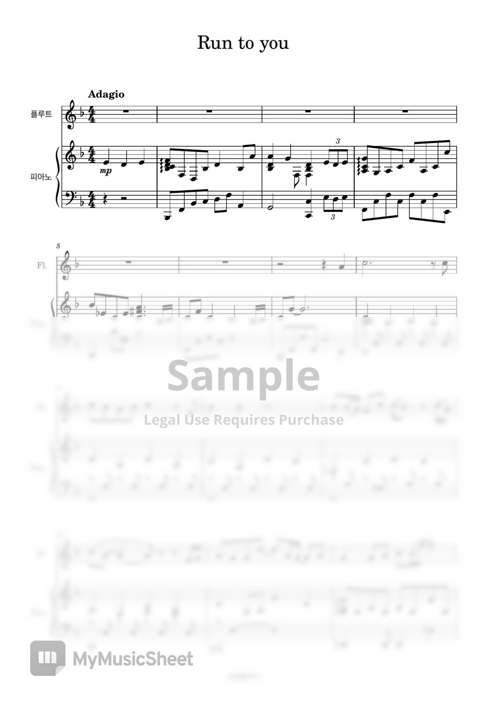 Run To You MR Spartito By run-to-you-mr-spartito-by