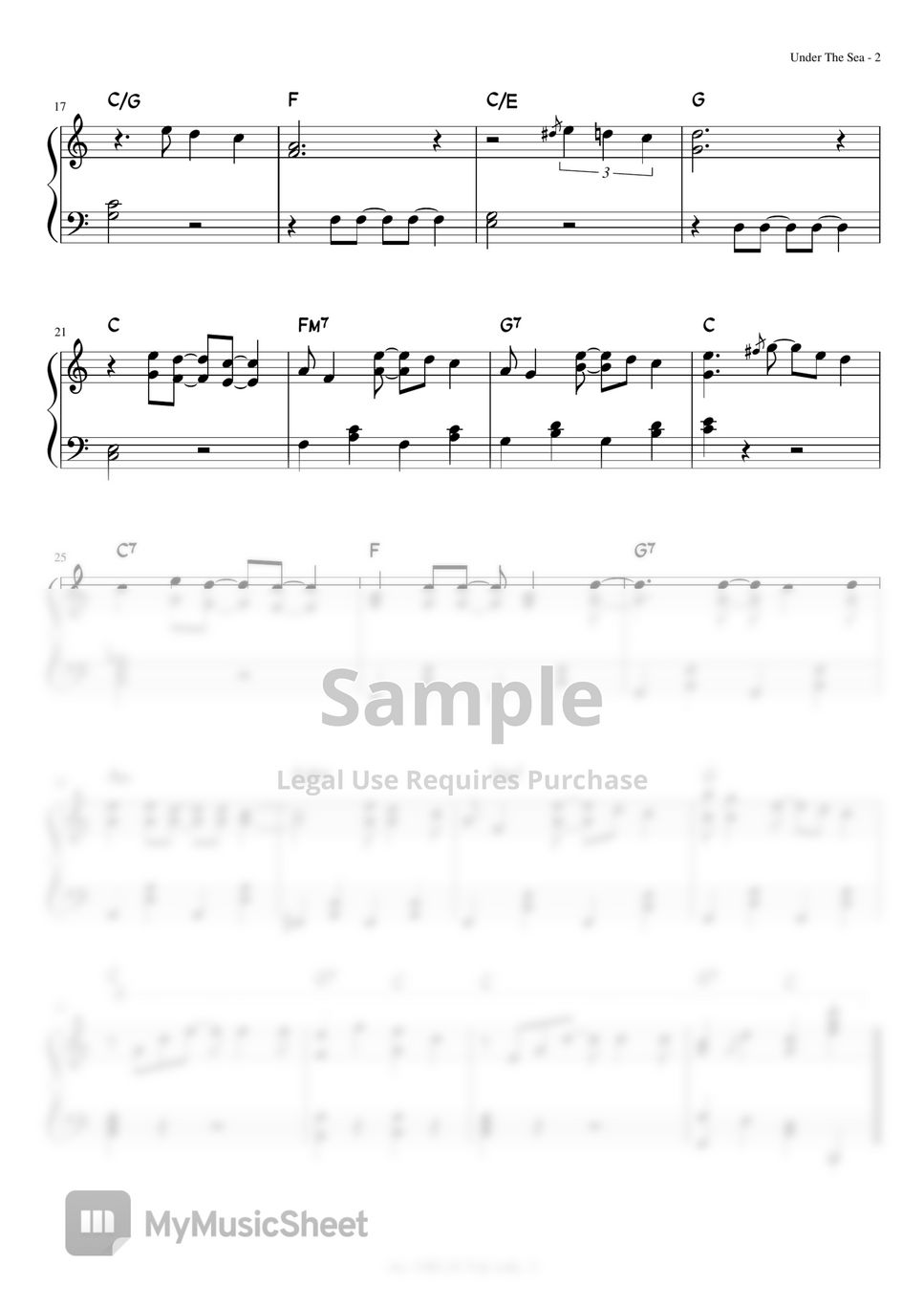 "Under The Sea " [ Level 2 ] C Key + Recorder Score Sheet