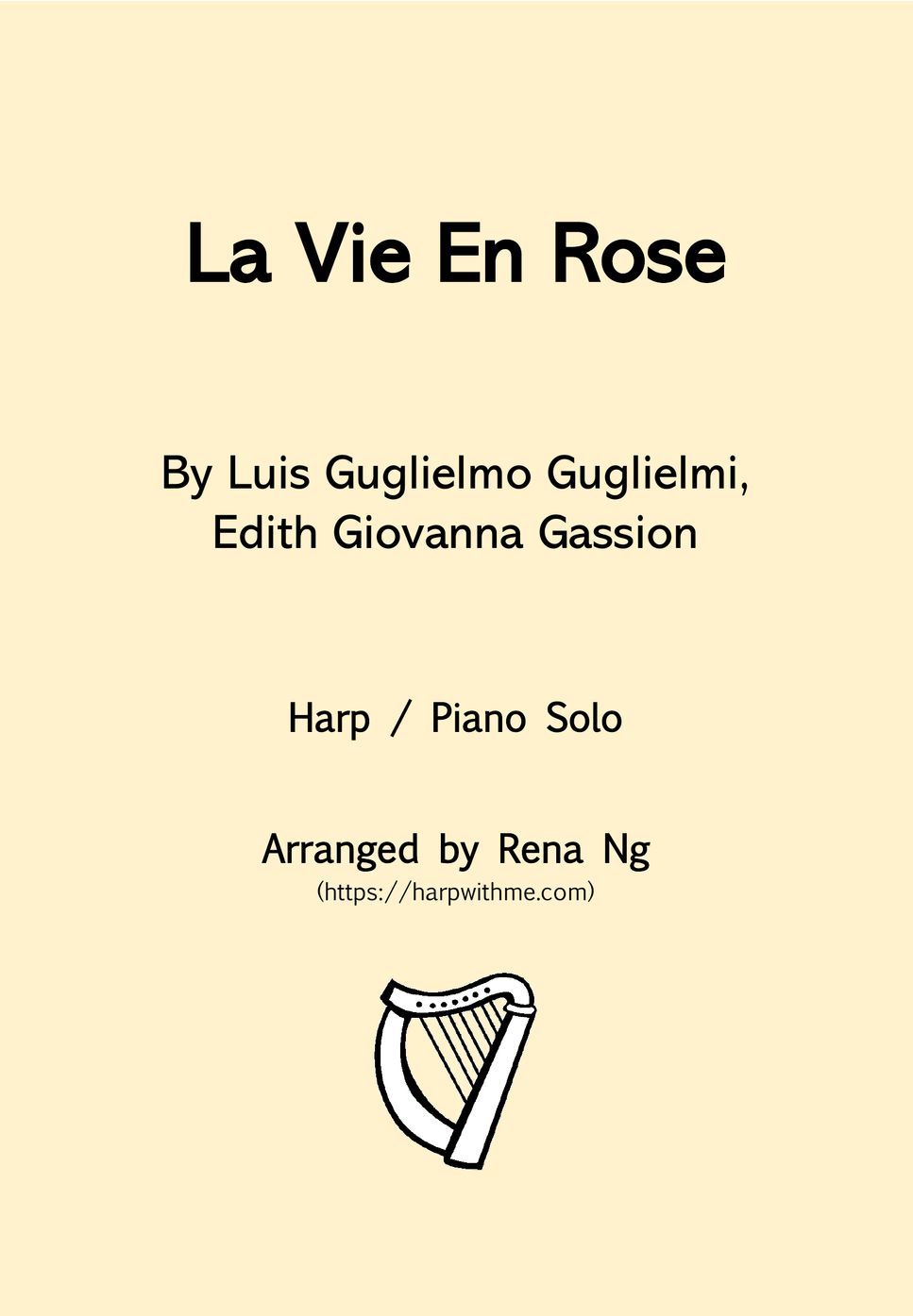 Edith Piaf - La Vie En Rose (Harp / Piano Solo) - Intermediate 樂譜 By ...