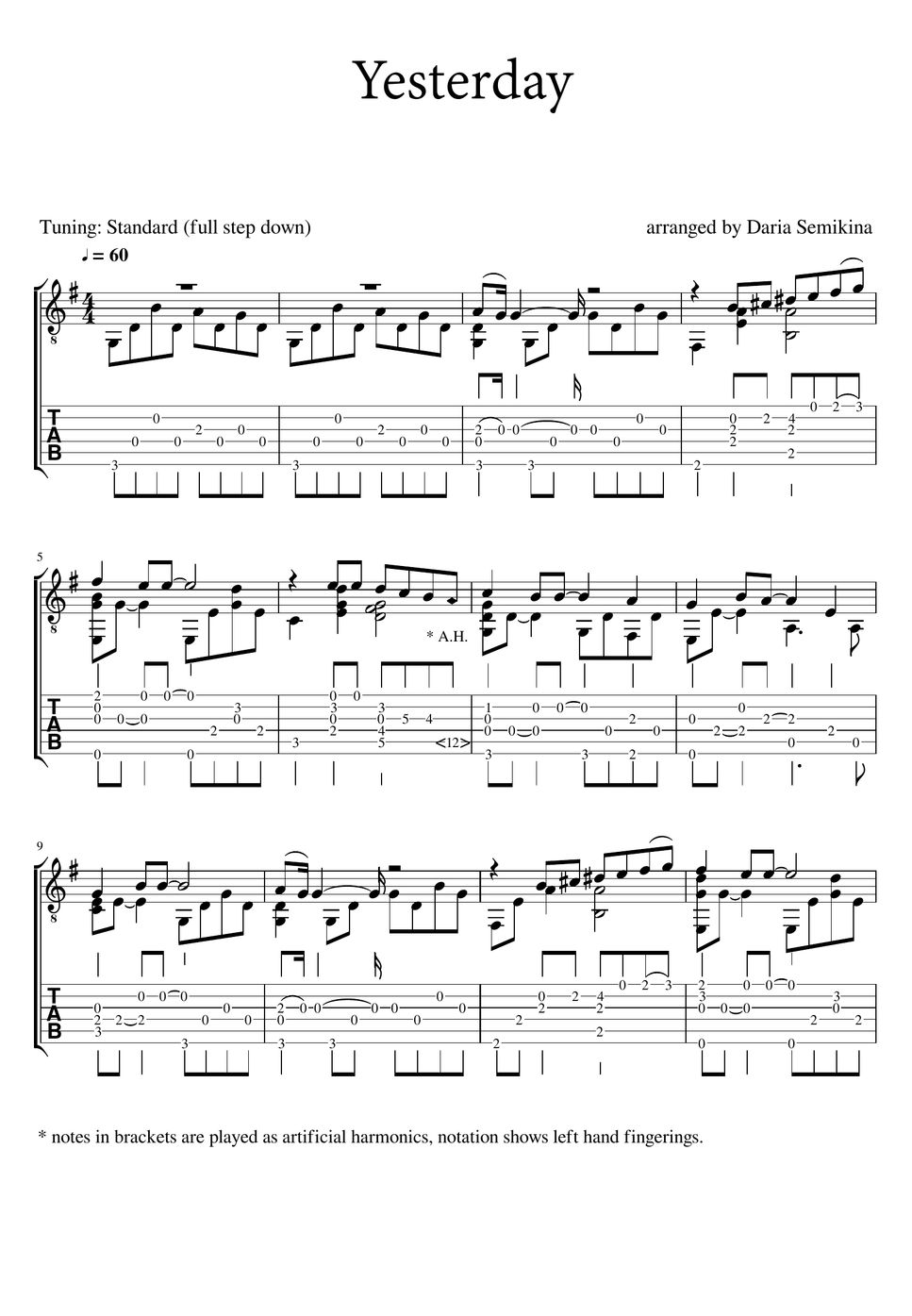 The Beatles Yesterday TAB