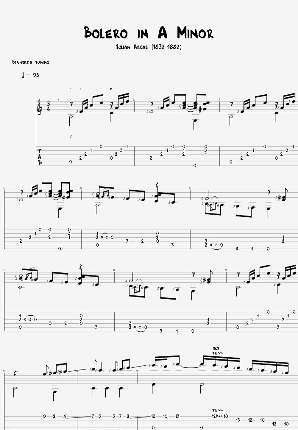 julian-arcas-bolero-in-a-minor-tab-1staff-by-agape-guitar