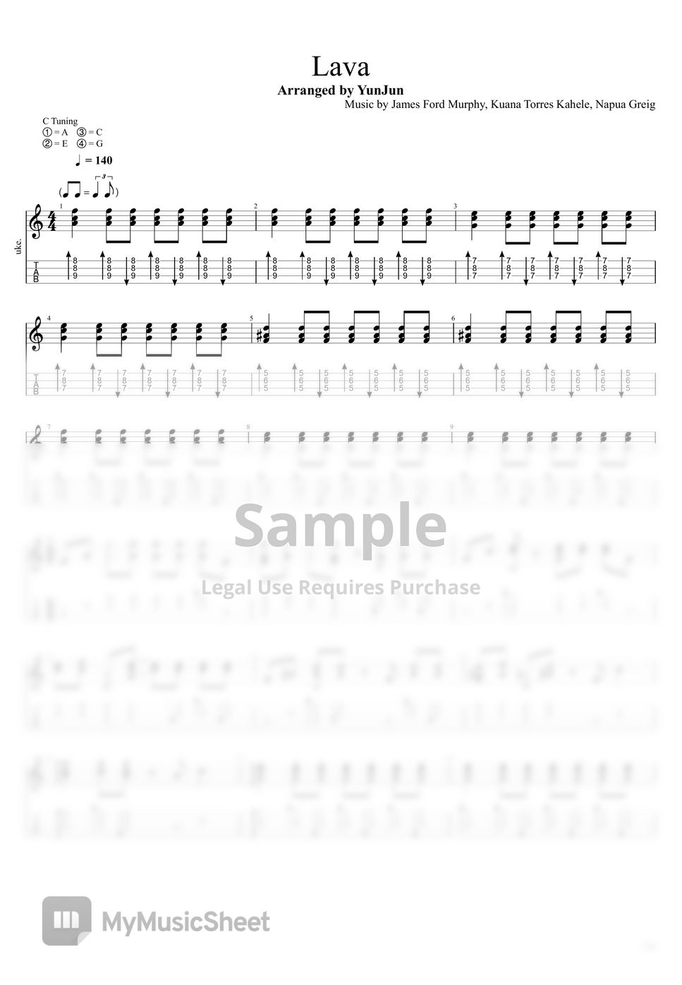From "LAVA" LAVA (Ukulele/Fingerstyle) 악보 by YunJun