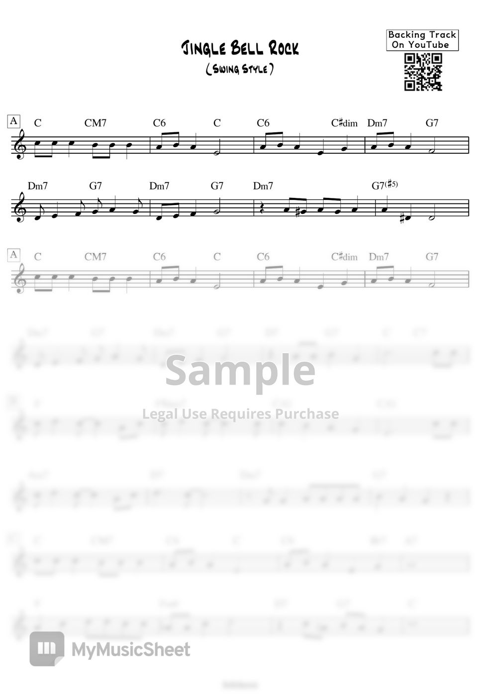 Carol Jingle Bell Rock / Jazz Backing Track (Swing Style) 악보 by BaBoSound