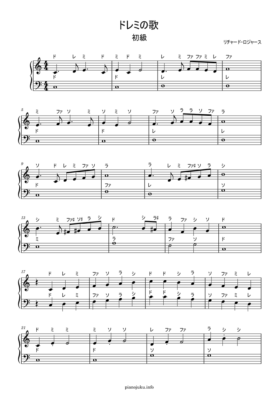 ドレミの歌 (ドレミ付き簡単楽譜) by ピアノ塾