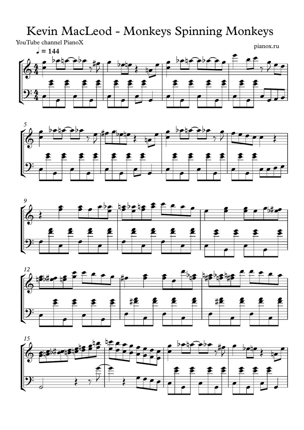 Kevin MacLeod Monkeys Spinning Monkeys Sheets by PianoX