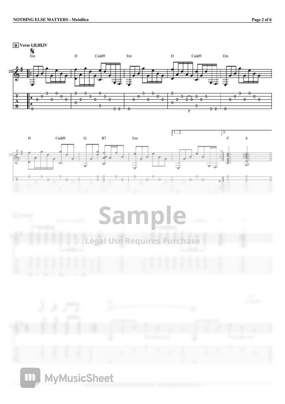 Metallica - Nothing Else Matters TAB