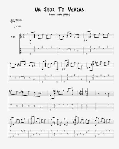 Roland Dyens - Un Jour Tu Verras アコースティックギタータブ+五線譜
