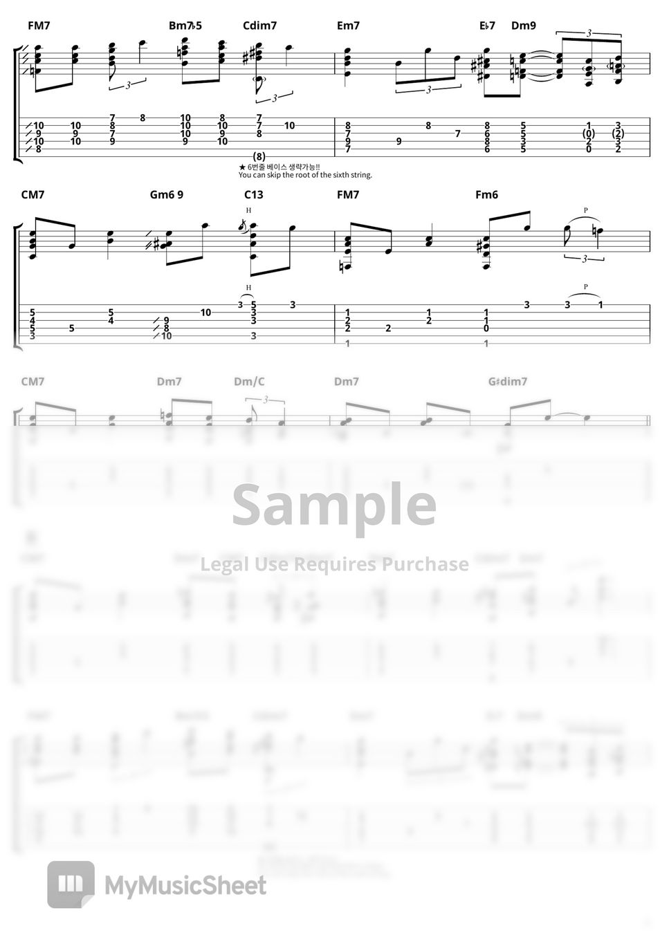 Irving Berlin White Christmas (Fingerstyle Guitar Tabs, Chords 기타타브악보