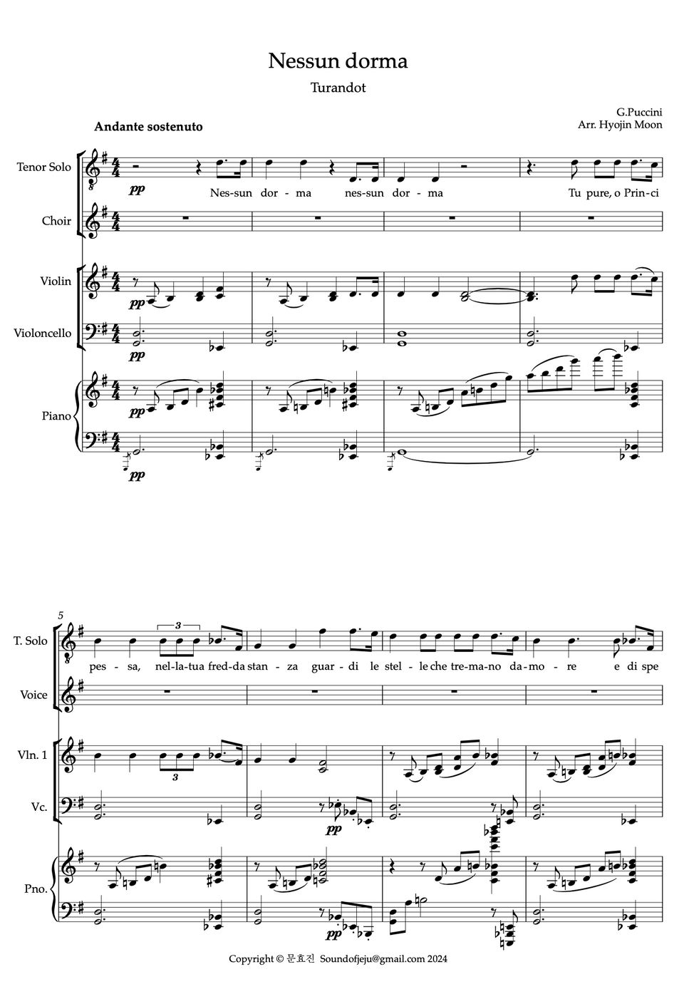 푸치니 - Nessun dorma (Tenor+Piano Trio) by laRuah