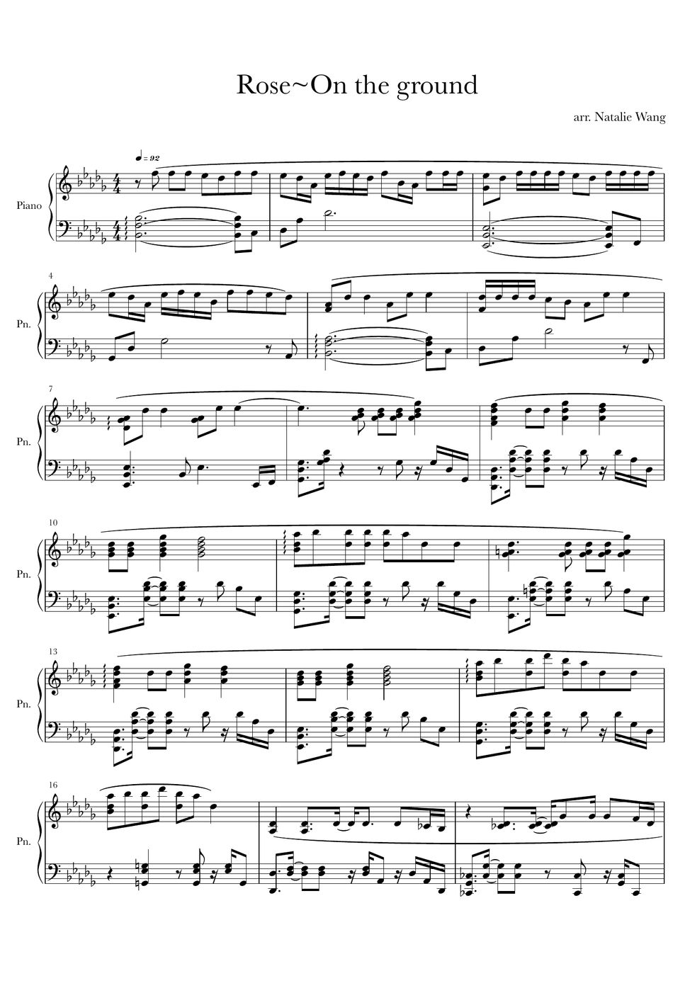 Rosé On the ground Notenblatt by Natalie Wang