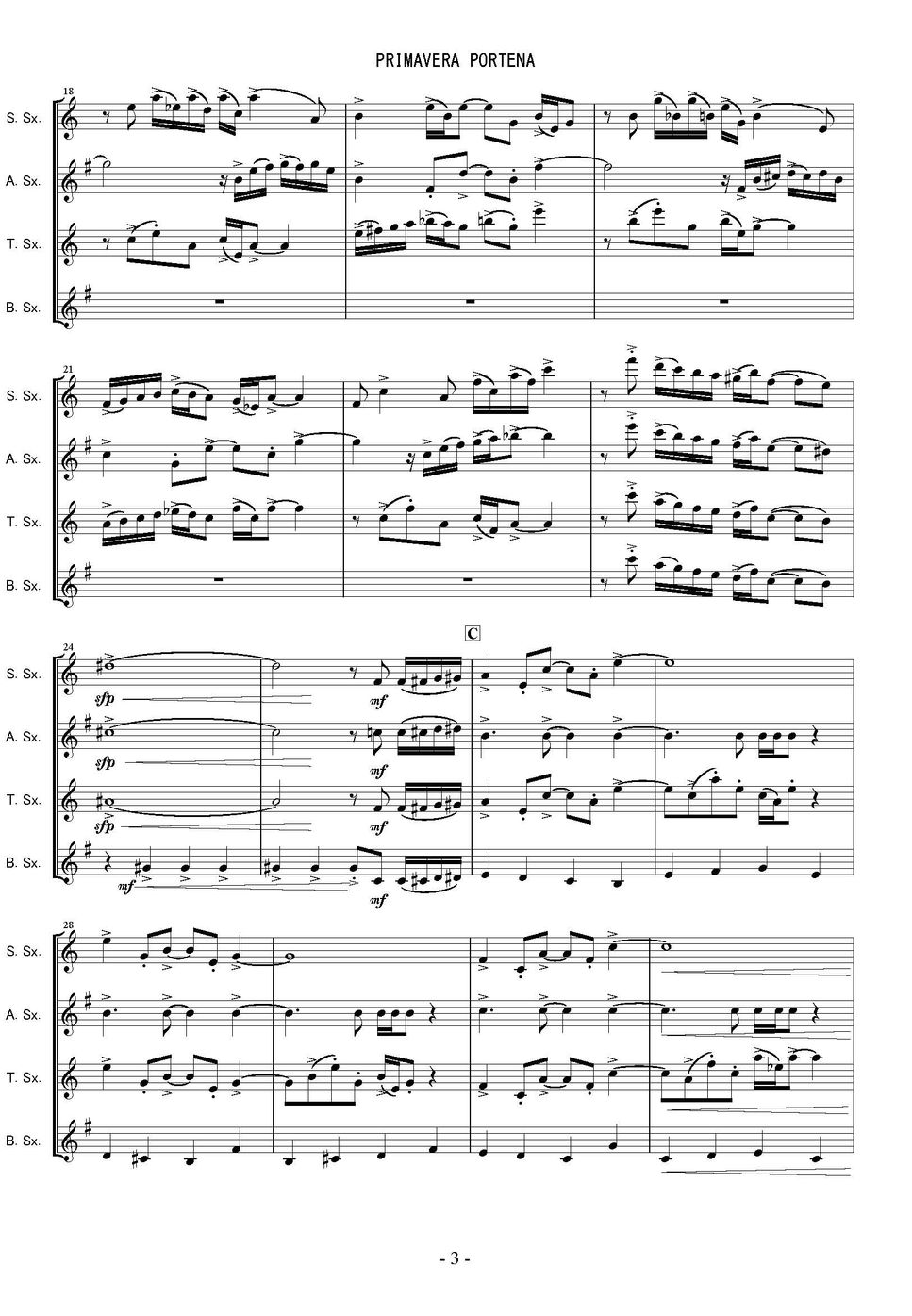 アストル・ピアソラ - ブエノスアイレスの春（サクソフォン四重奏