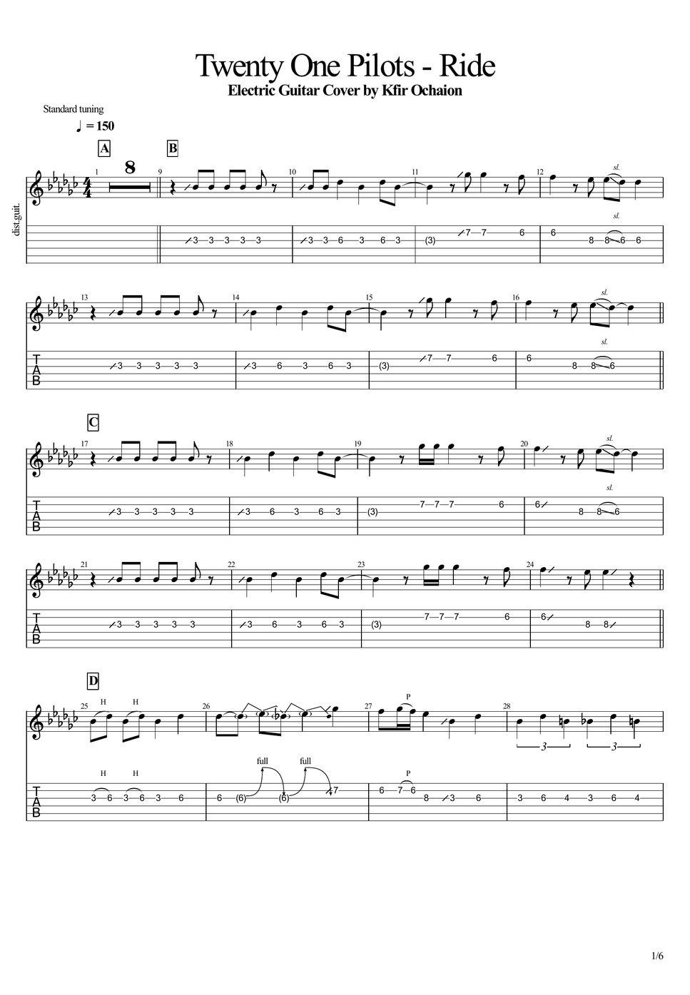 Twenty One Pilots Ride TAB by Kfir Ochaion