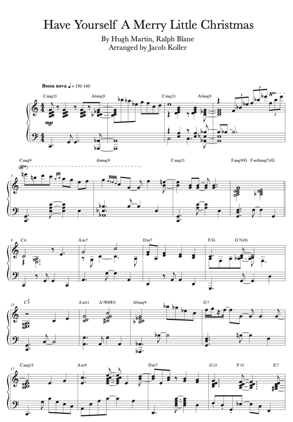Judy Garland - Have Yourself a Merry Little Christmas (Bossa nova arrangement) by Jacob Koller