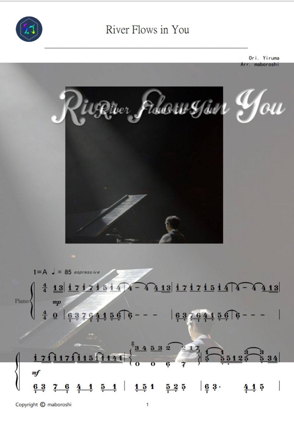 李閏珉 - 《River Flows in You》 ｜ 如河水般柔美淌進心靈深處 / Piano Sheet by maboroshi