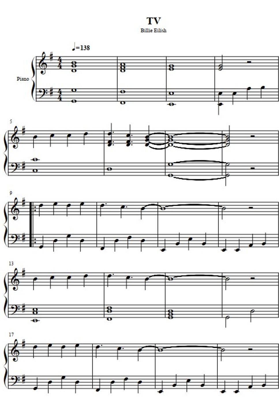 billie-eilish-tv-partitura-by-wangyunan