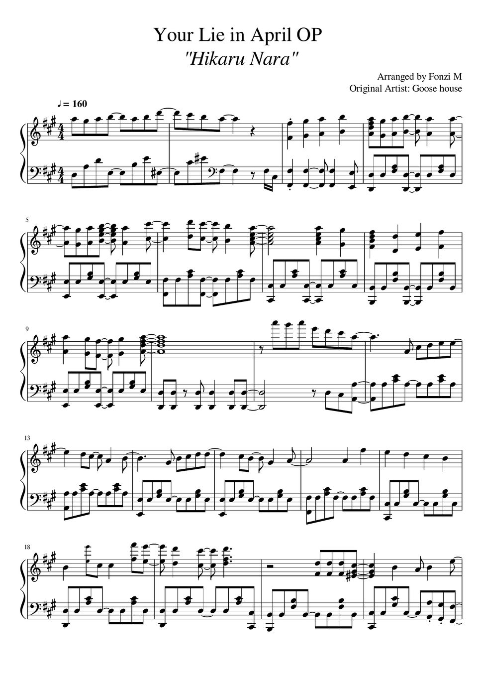 Goose house Your Lie in April OP "Hikaru Nara" Blad by Fonzi M