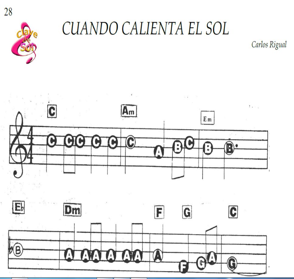 Carlos Rigual - Cuando calienta el sol (Contiene letras en las notas de la melodía para su fácil lectura) by Laura S