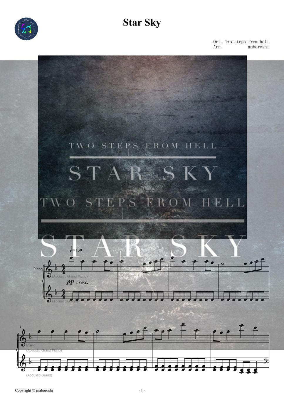 Two Steps From Hell - 《Star Sky》｜ 超震撼神曲!! / Piano sheet by maboroshi