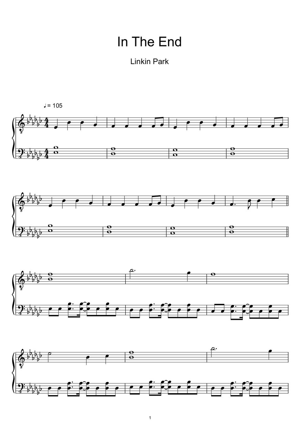 Linkin Park - In the End (Sheet Music, MIDI,) by sayu