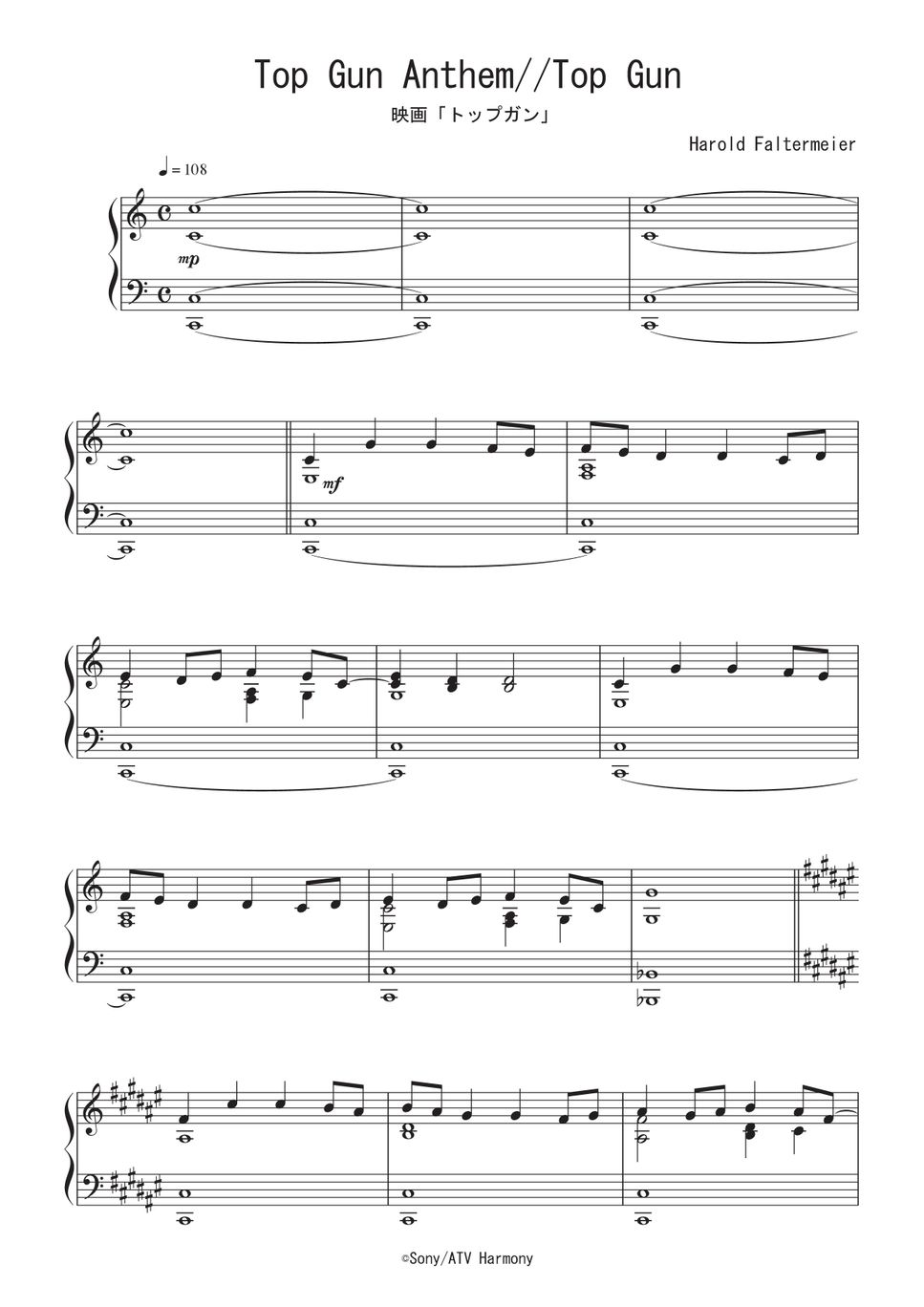 Harold Faltermeyer, Lady Gaga, Hans Zimmer, & Lorne Balfe - Top Gun Anthem  Sheets by LOUIS PIANO