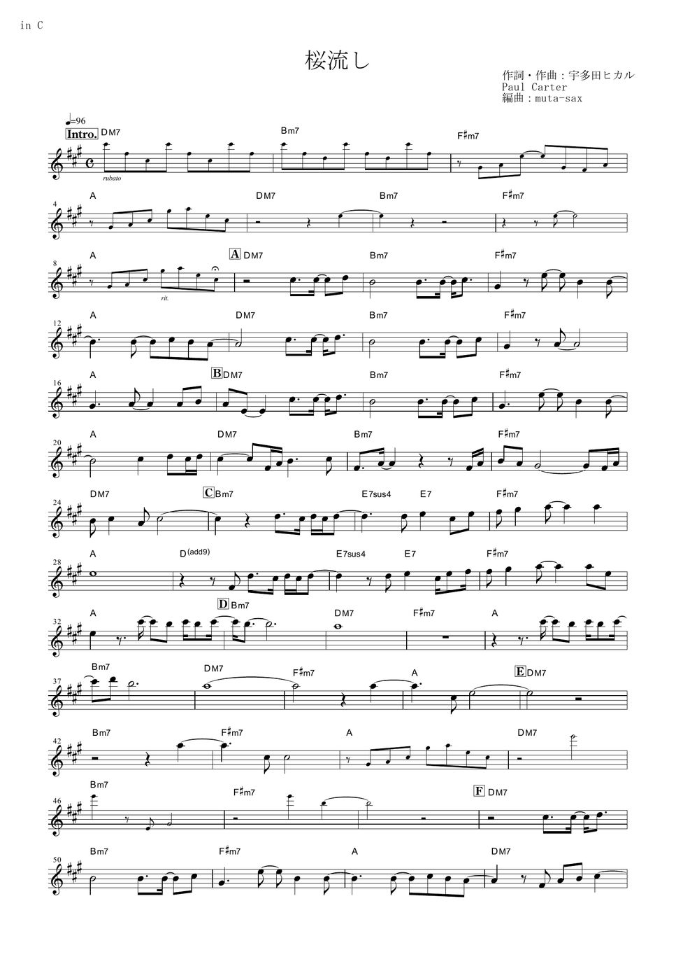 Evangelion: 3.0 You Can (Not) Redo - Sakura Nagashi (in C) Partitura By ...