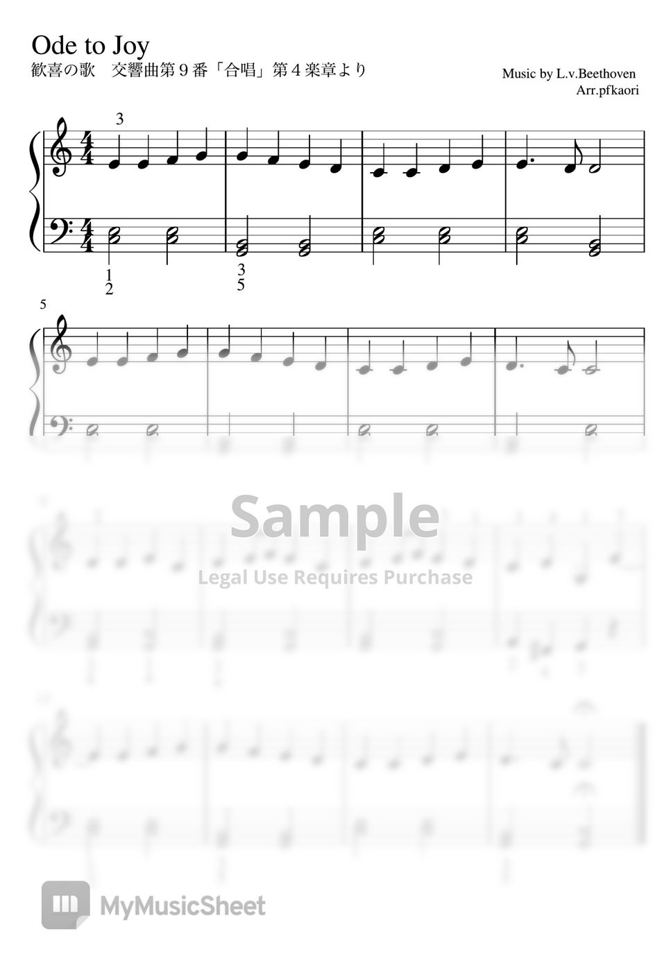 L v beethoven ode to joy cdur beginner piano solo nuty by pfkaori