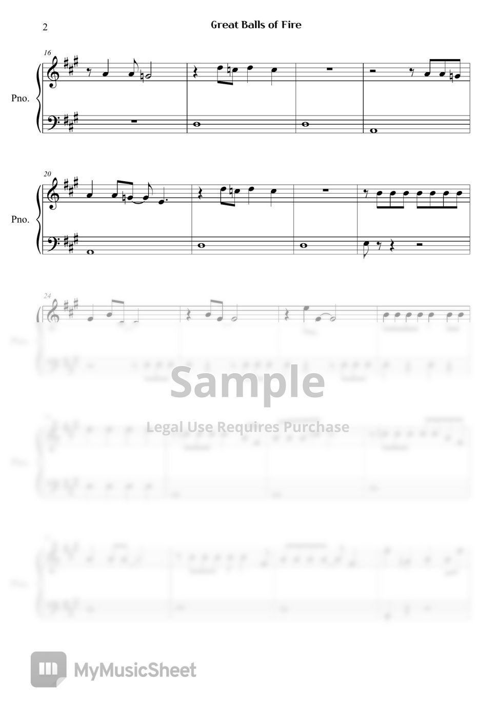 Top Gun Maverick Great Balls of Fire Note نوتة by Right Now Piano