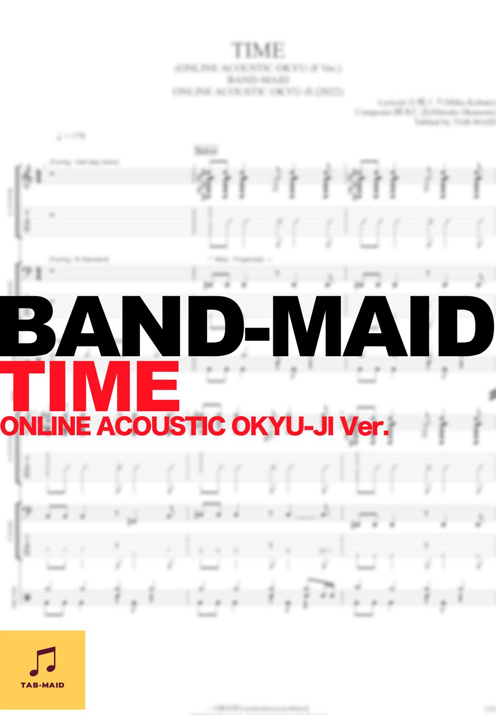 BAND-MAID - TIME (ONLINE ACOUSTIC OKYU-JI Ver.) (TAB / タブ譜 / バンドスコア) by  TAB-MAID