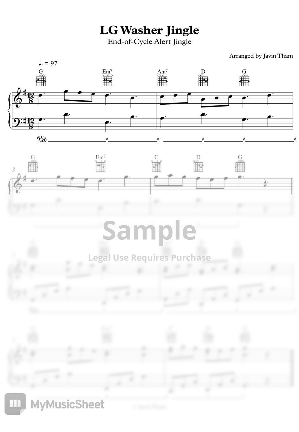 LG LG Washer Jingle (EndofCycle) Sheet by Javin Tham
