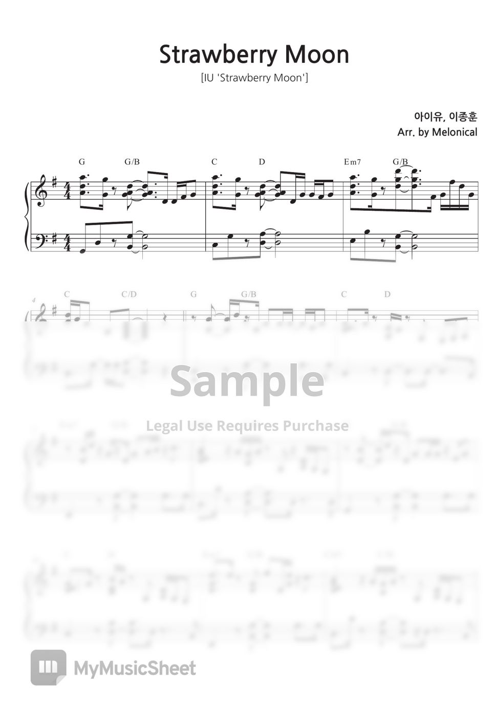 IU Strawberry Moon Partitura by Melonical